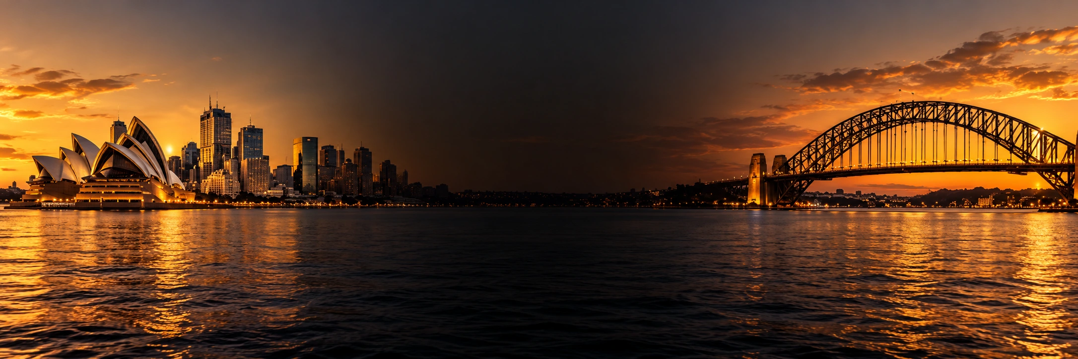 Sydney Opera House and Harbour Bridge at sunset
